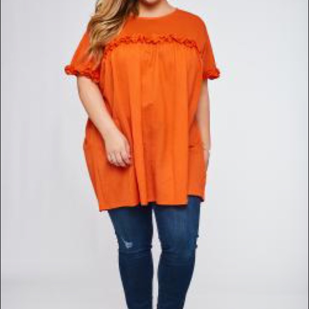 Oversized Orange Ruffled Top - Picture 5 of 5
